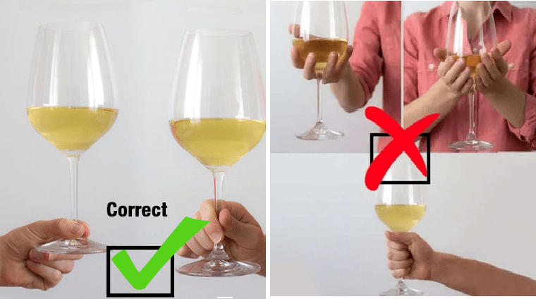 Cách cầm ly uống rượu vang